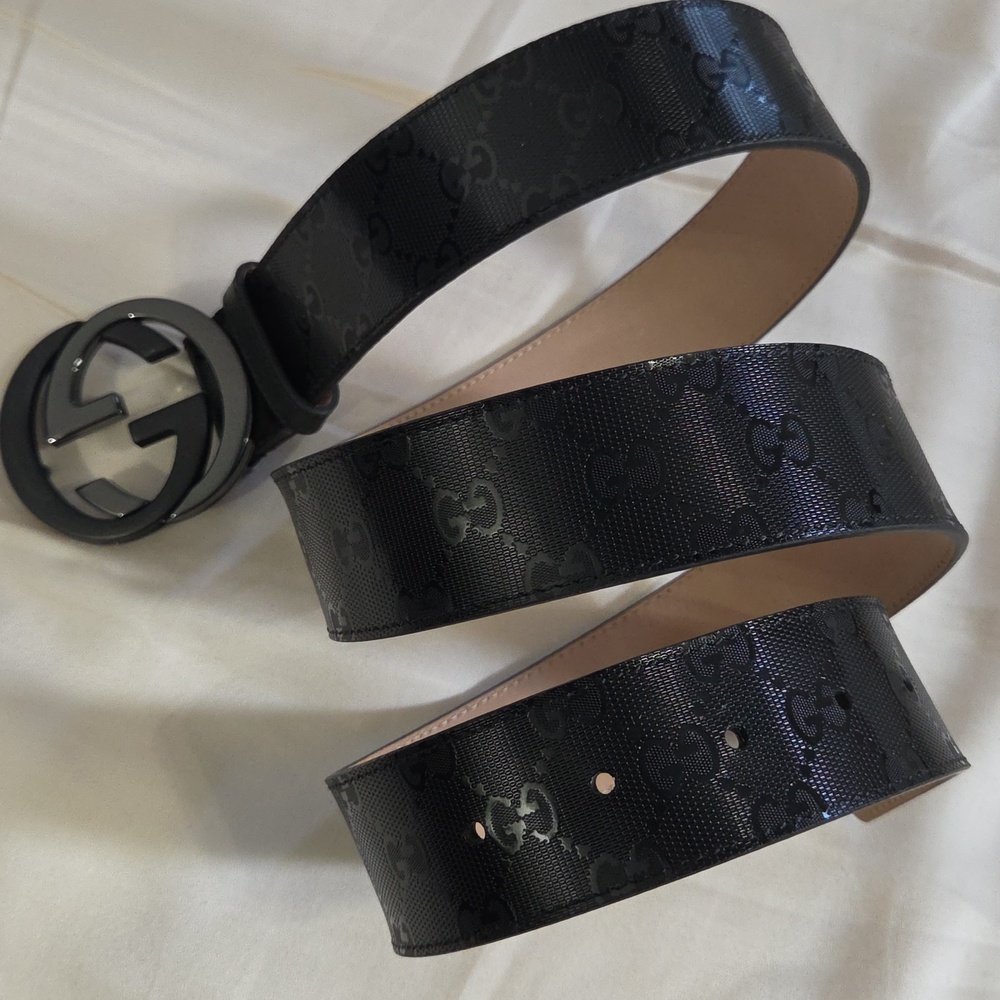 Gucci Black Imprime Monogram GG Belt - Picture 14 of 16